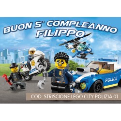 Striscione Lego city polizia - 01 - carta cm 140x100 personalizzato