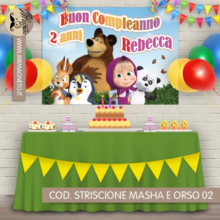 Striscione Masha e Orso - 02 - carta cm 140x100 personalizzato