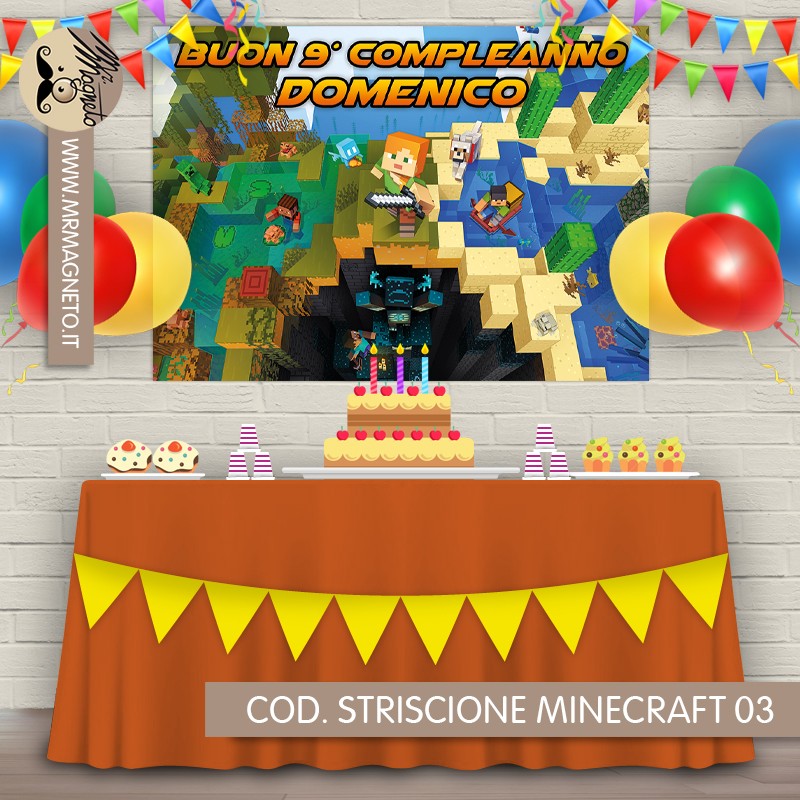 Striscione di compleanno Procos Minecraft su  - Partydeko Online