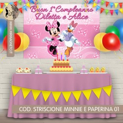 Striscione Minnie e Paperina - 01 - carta cm 140x100 personalizzato