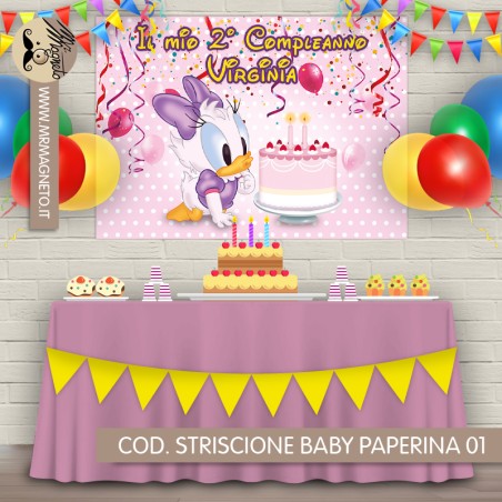 Striscione Paperina Baby - 01 - carta cm 140x100 personalizzato