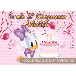 Striscione Paperina Baby - 01 - carta cm 140x100 personalizzato