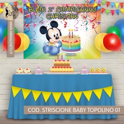 Striscione Topolino Baby - 01 - carta cm 140x100 personalizzato