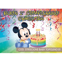Striscione Topolino Baby - 01 - carta cm 140x100 personalizzato
