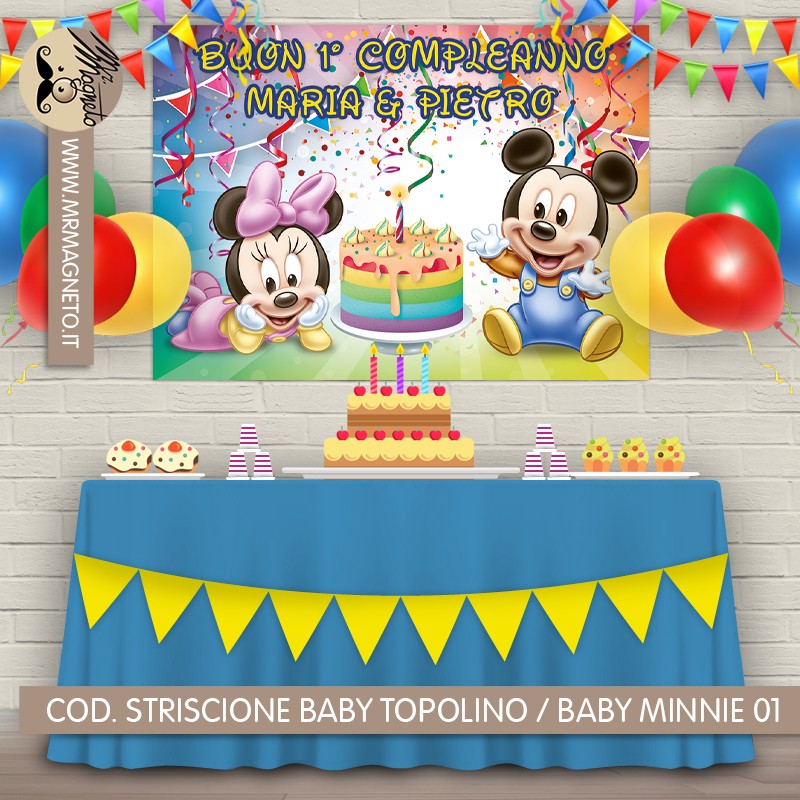 Striscione Baby Topolino / Baby Minnie - 01 - carta cm 140x100 personalizzato