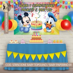 Striscione Baby Topolino / Baby Paperino - 01 - carta cm 140x100 personalizzato