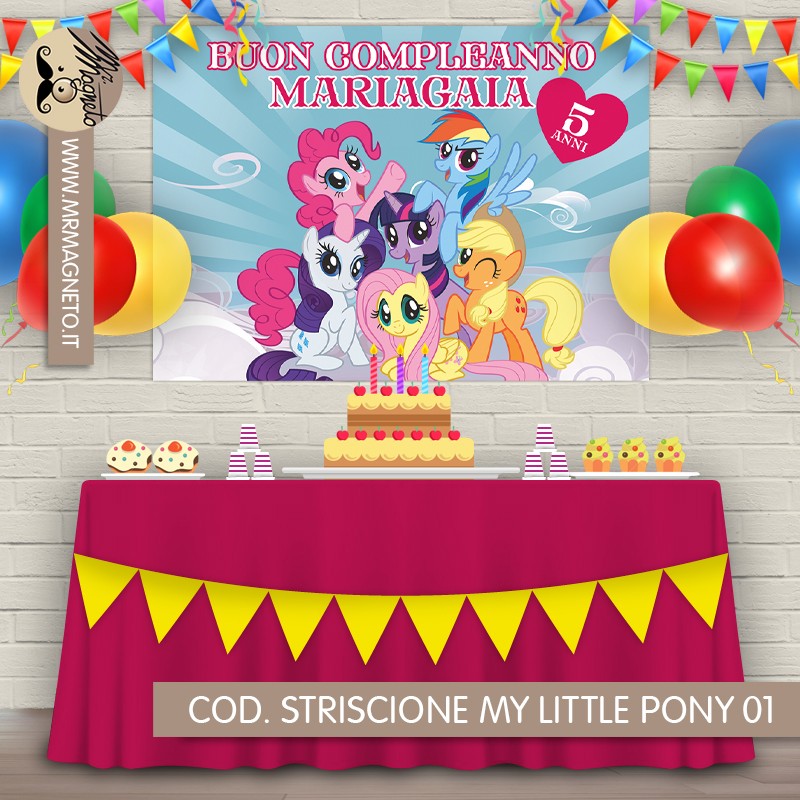 Striscione My little pony - 01 - carta cm 140x100 personalizzato