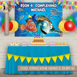 Striscione Alla ricerca di Nemo / Dory - 01 - carta cm 140x100 personalizzato