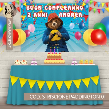 Striscione Paddington - 01 - carta cm 140x100 personalizzato