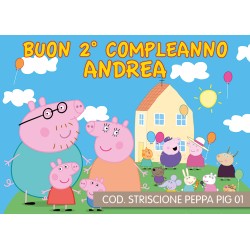 Striscione Peppa Pig - 01 - carta cm 140x100 personalizzato