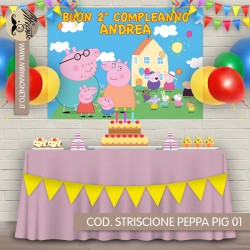 Striscione Peppa Pig - 01 - carta cm 140x100 personalizzato