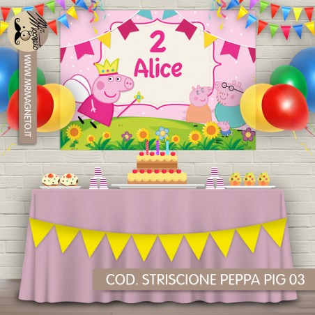 Striscione Peppa Pig - 03 - carta cm 140x100 personalizzato