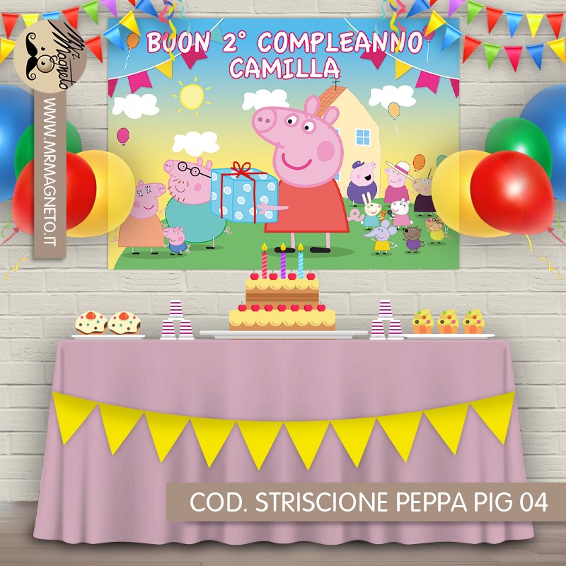 Striscione Peppa Pig - 04 - carta cm 140x100 personalizzato