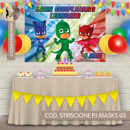 Striscione Pj Mask Super Pigiamini - 03 - carta cm 140x100 personalizzato