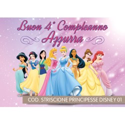 Striscione Principesse Disney - 01 - carta cm 140x100 personalizzato