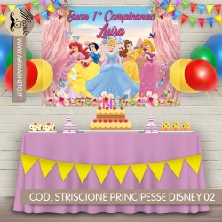Striscione Principesse Disney - 02 - carta cm 140x100 personalizzato