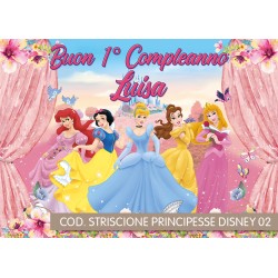 Striscione Principesse Disney - 02 - carta cm 140x100 personalizzato