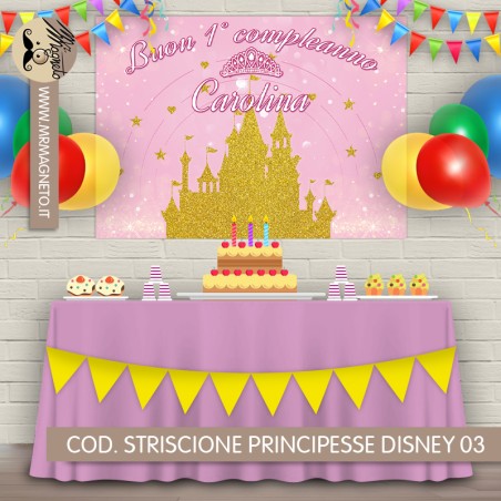 Striscione Principesse Disney - 03 - carta cm 140x100 personalizzato