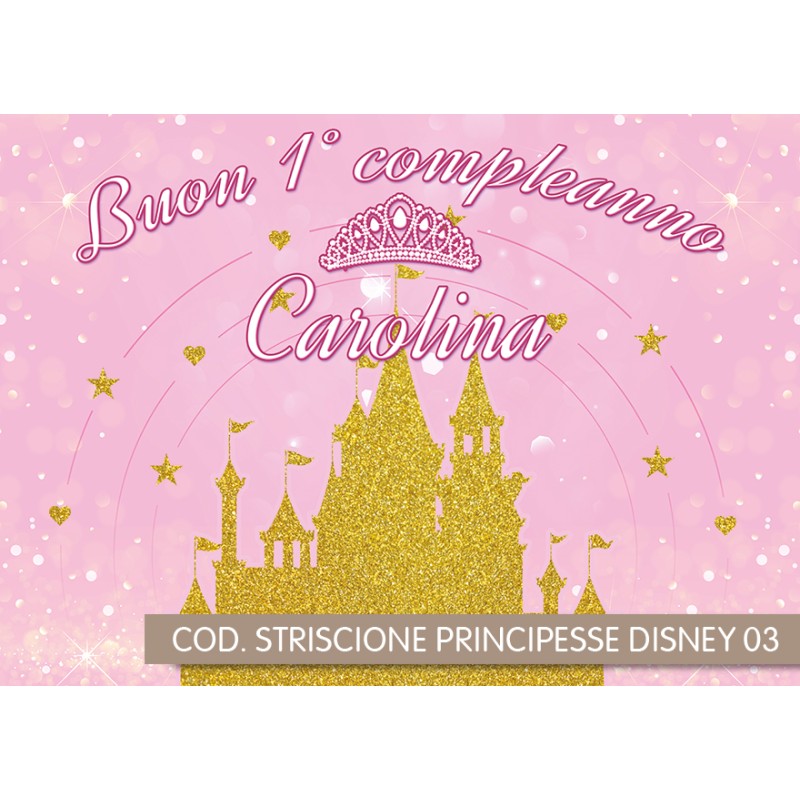 Striscione Principesse Disney - 01 - carta cm 140x100 personalizzato