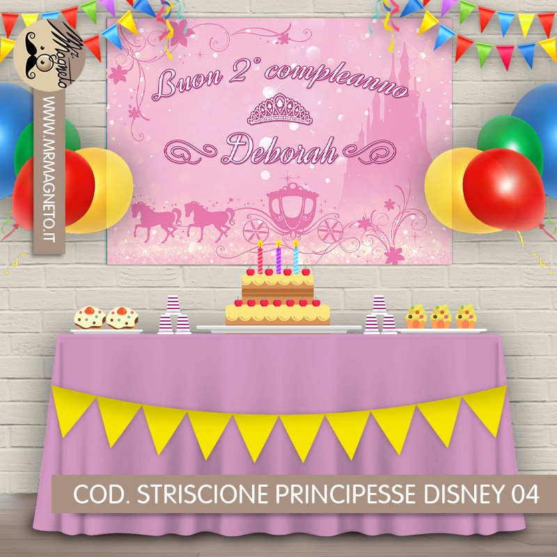 Striscione Principesse Disney - 04 - carta cm 140x100 personalizzato