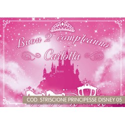 Striscione Principesse Disney - 05 - carta cm 140x100 personalizzato