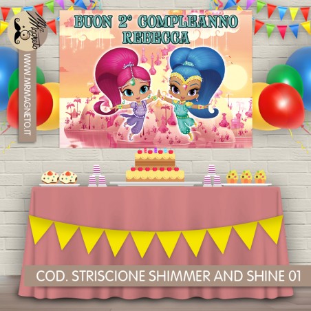 Striscione Shimmer and Shine - 01 - carta cm 140x100 personalizzato