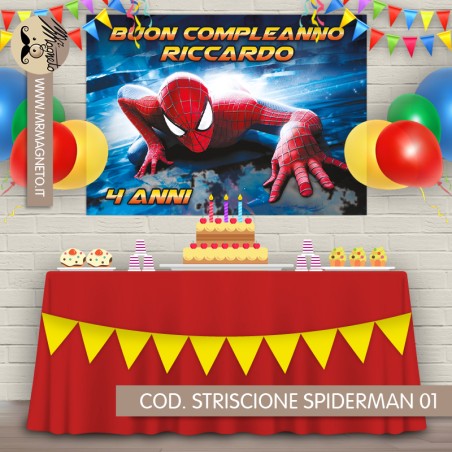 Striscione Spiderman - 01 - carta cm 140x100 personalizzato