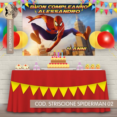 Striscione Spiderman - 02 - carta cm 140x100 personalizzato