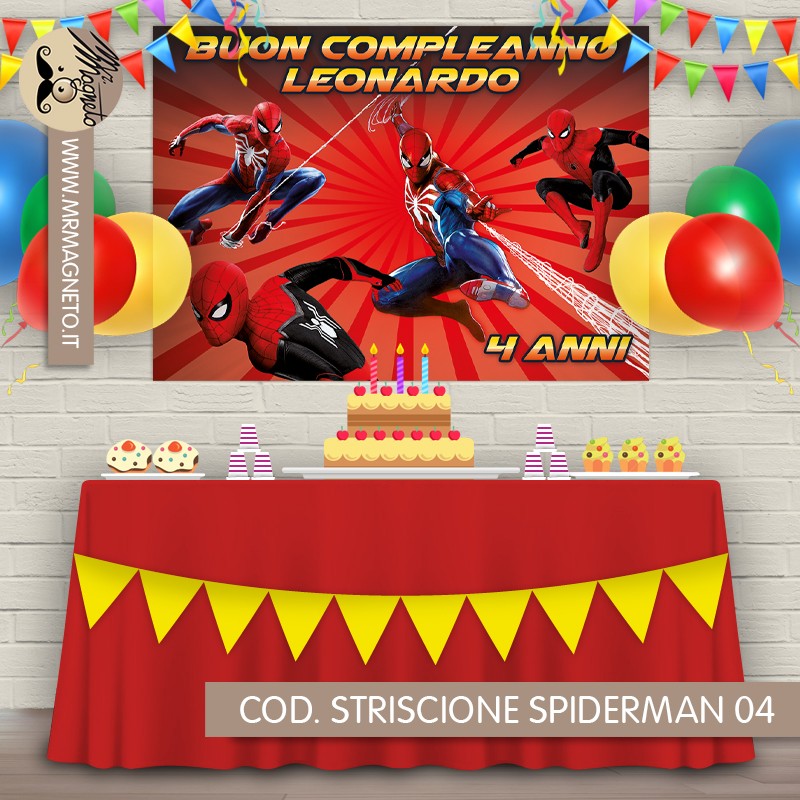 Striscione Spiderman - 04 - carta cm 140x100 personalizzato