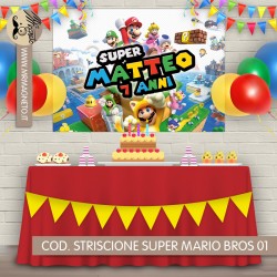Striscione Super Mario Bros - 01 - carta cm 140x100 personalizzato