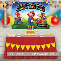 Striscione Super Mario Bros - 02 - carta cm 140x100 personalizzato