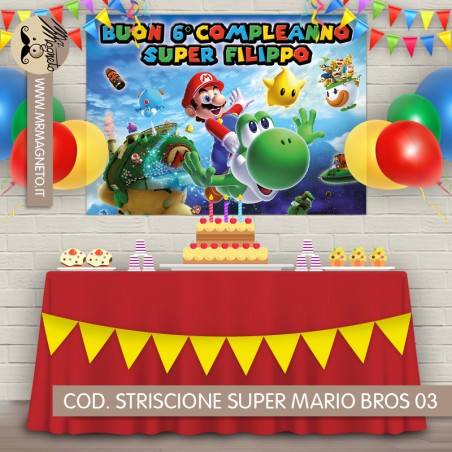 Striscione Super Mario Bros - 03 - carta cm 140x100 personalizzato