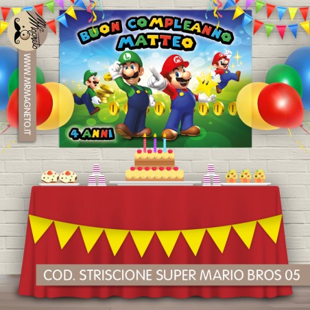 Striscione Super Mario Bros - 05 - carta cm 140x100 personalizzato