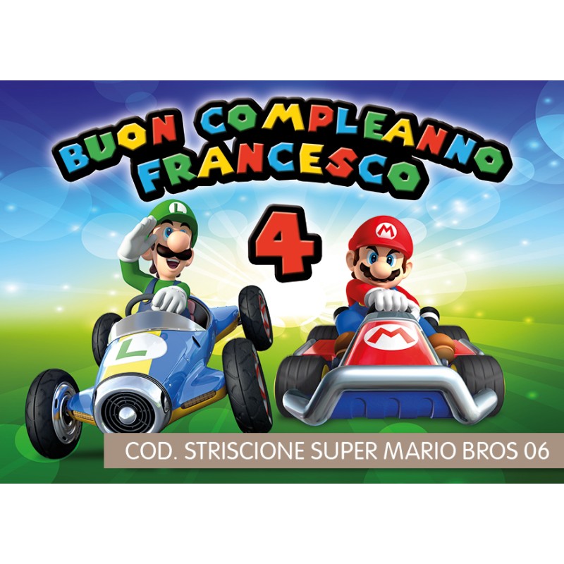 Striscione Super Mario Bros - 05 - carta cm 140x100 personalizzato
