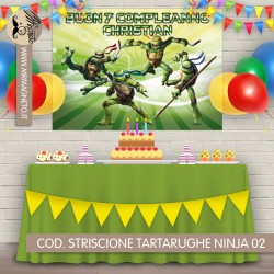 Striscione Tartarughe Ninja - 02 - carta cm 140x100 personalizzato