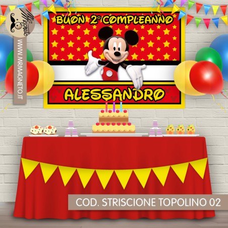 Striscione Topolino - 02 - carta cm 140x100 personalizzato