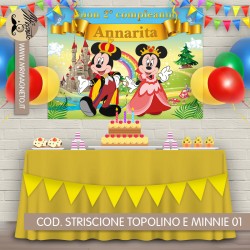 Striscione Topolino e Minnie - 01 - carta cm 140x100 personalizzato