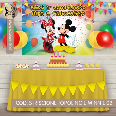 Striscione Topolino e Minnie - 02 - carta cm 140x100 personalizzato