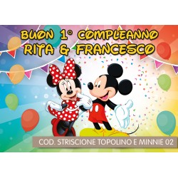 Striscione Topolino e Minnie - 02 - carta cm 140x100 personalizzato