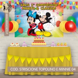 Striscione Topolino e Minnie - 04 - carta cm 140x100 personalizzato