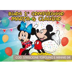 Striscione Topolino e Minnie - 04 - carta cm 140x100 personalizzato