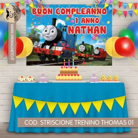 Striscione Trenino Thomas - 01 - carta cm 140x100 personalizzato