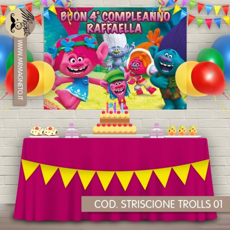 Striscione Trolls - 01 - carta cm 140x100 personalizzato