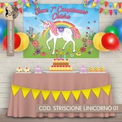 Striscione Unicorno - 01 - carta cm 140x100 personalizzato