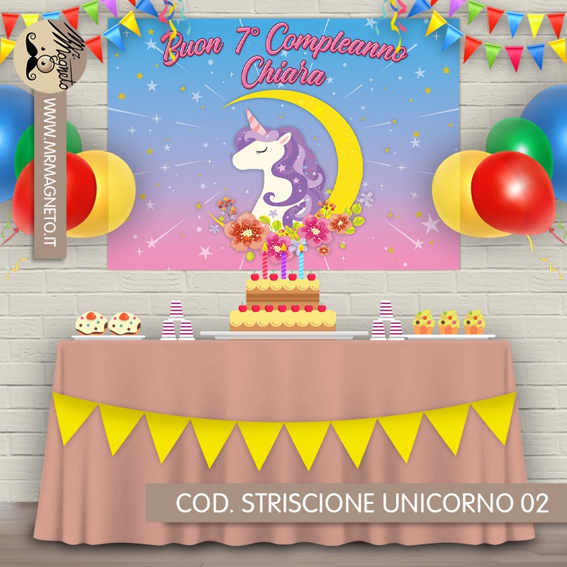 Striscione Unicorno - 02 - carta cm 140x100 personalizzato