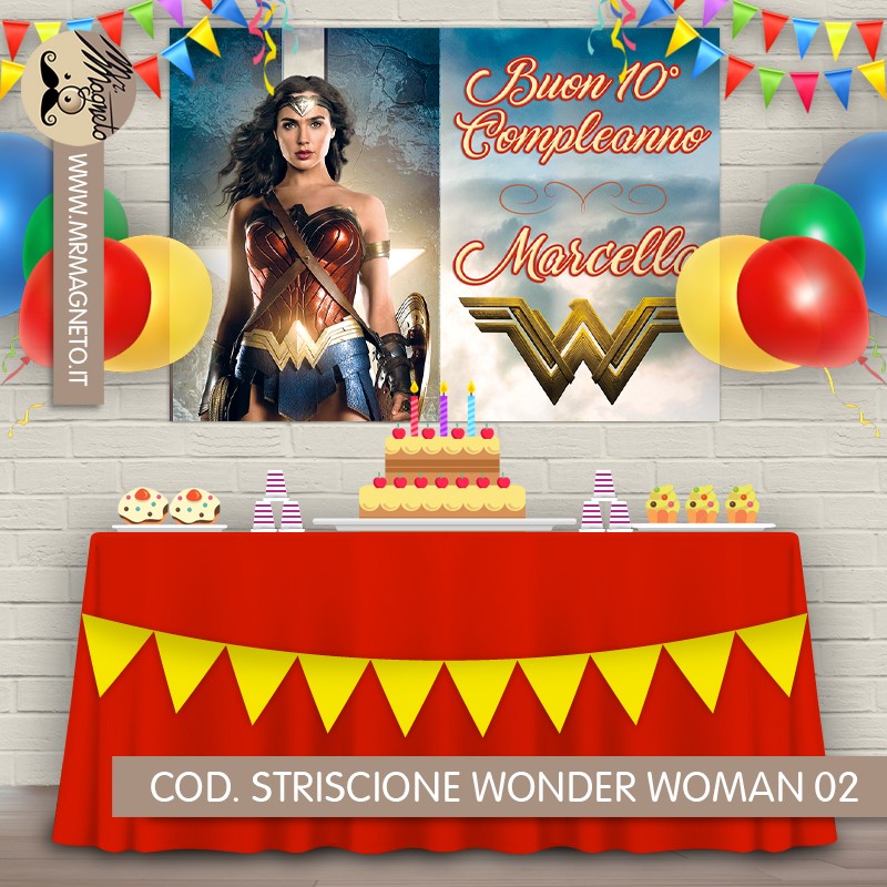 Striscione Wonder Woman - 02 - carta cm 140x100 personalizzato