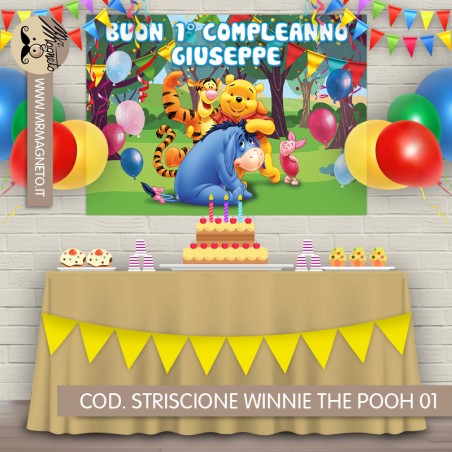Striscione Winnie the Pooh - 01 - carta cm 140x100 personalizzato