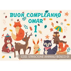 Striscione Animali bosco - 01 - carta cm 140x100 personalizzato