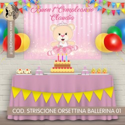 Striscione Orsettina ballerina - 01 - carta cm 140x100 personalizzato
