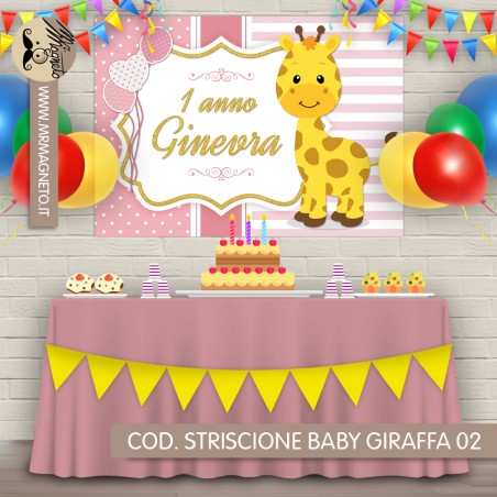 Striscione Baby giraffa - 02 - carta cm 140x100 personalizzato